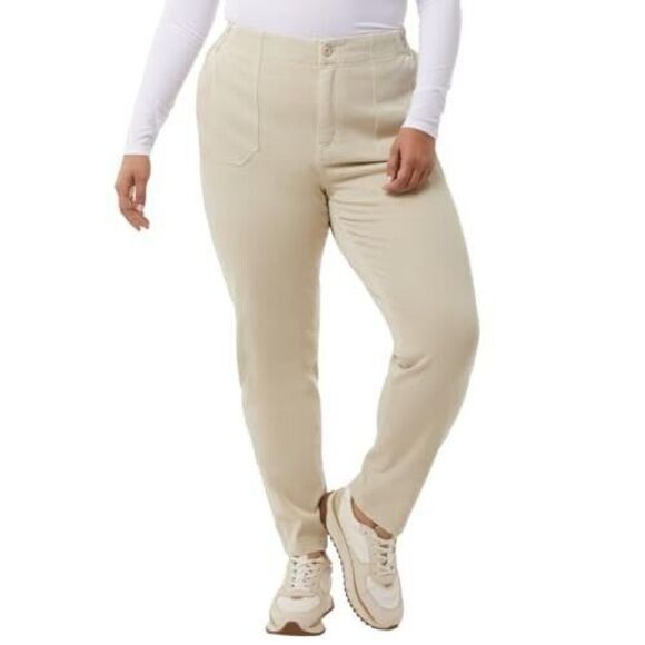 32 Degrees Womens Knit Stretch Elastic Waist Twill Pant, Tan, Size L - Picture 3 of 5